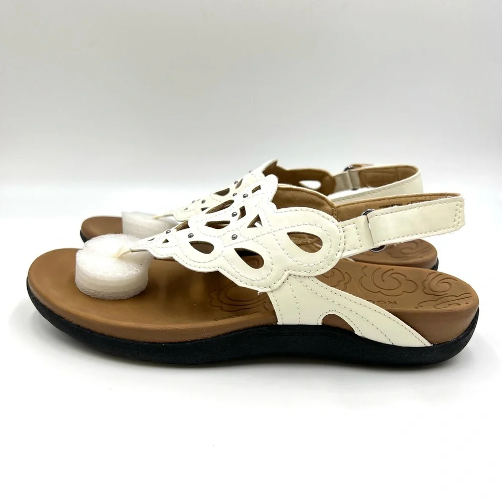 Rockport Womens Size 7 Ridge Sling Ivory‎ White Cutout Summer Sandals Shoes